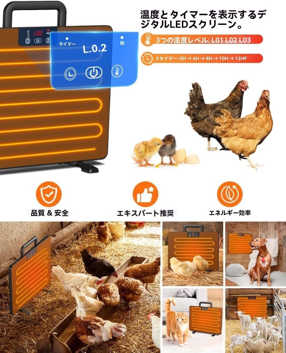 温室 ヒーター、鶏ひなヒーター、鶏小屋のヒーター、サーモスタットが付いている鶏小屋の暖房のパネル、犬小屋ヒーター、、ひよこヒータ