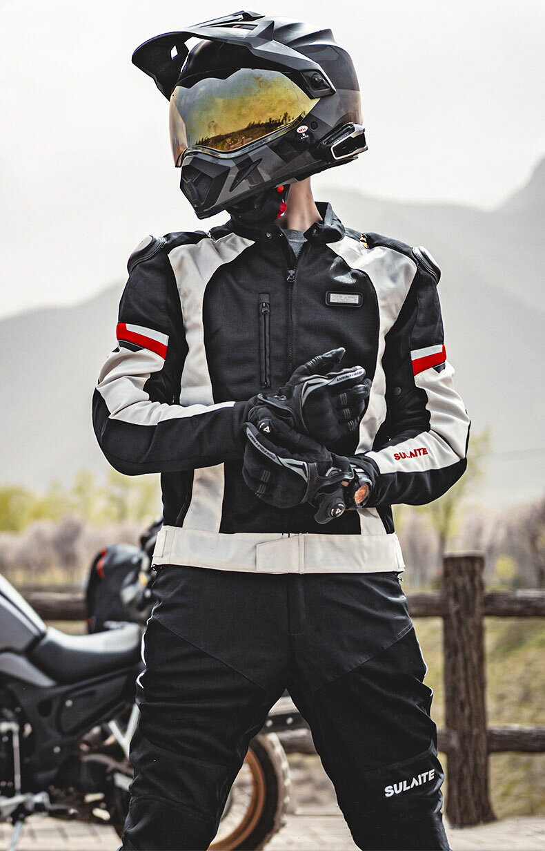 バイクジャケット バイクパンツ メンズ 夏用メッシュ 上下2点セット バイクスーツ...