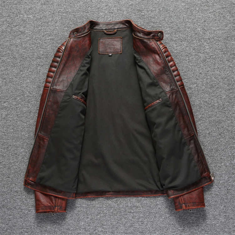 三笠 楽天市場店の本革ジャケット レザージャケット メンズ バイクジャケット ショートジャケット ライディング バイクウェア 秋冬 防風 革ジャン 皮ジャン ミリタリー 送料無料｜アングル3