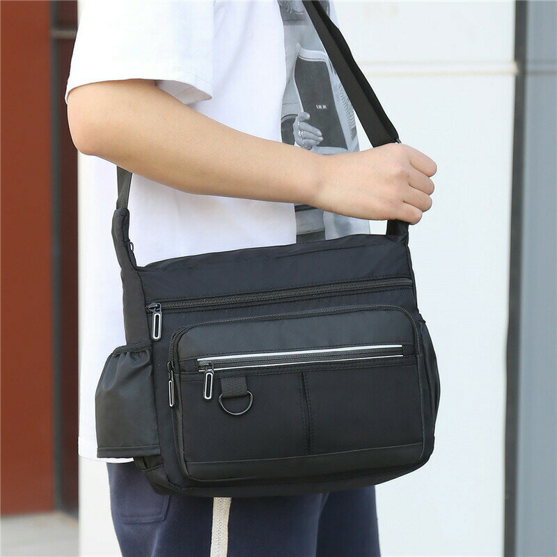 Rakuten - ショルダーバッグ メンズ 斜めがけ 軽量 軽い 撥水 ビジネスバッグ 紳士鞄 大容量 通学 通勤 肩掛け 斜め掛け 防水 反射材 収納力 多機能 ナイロン 父の日 敬老