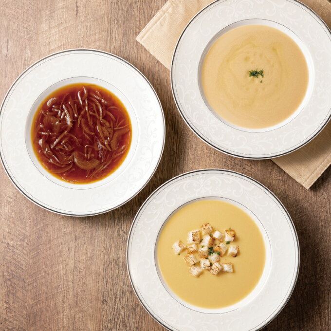 スープ 12食 3種 セット送料無料 ポタージュ 三笠会館 レトルト オニオンスープ コーンポタージュ ビシソワーズ 備蓄 内祝い お返し 七五三 卒園 卒業 お祝い ギフト プレゼント ご挨拶 新築祝い 快気祝い 長寿祝い 金婚式 記念品 賞品 景品 引越し 香典返し 贈答のサムネイル