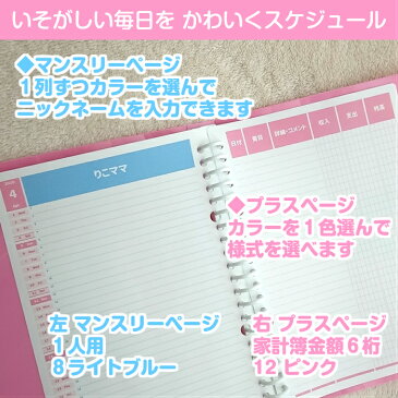 ルーズリーフで作ろ♪1人用 マンスリープラス 12か月分 パステルカラー みんなのスケジュール帳/大人かわいい名入れ手帳/カレンダー/ファミリーダイアリー/家計簿/お小遣い帳/方眼/可愛いママノート/TODOリスト A5/B5/A4 2020年5月始まりもOK【ルーズリーフ12枚のみ】