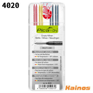 ピカマーカー 建築用シャープペンシル Dry用替芯 2.8mm 赤黄(各2本) 黒2B(4本) 8本入り 【4020】