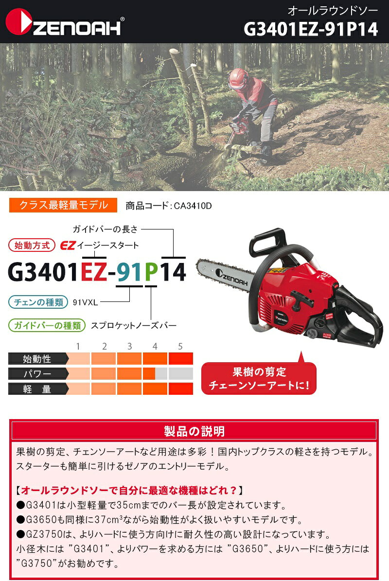 【ZENOAHメモ帳プレゼント】 ゼノア(ZENOAH) エンジンチェンソー オールラウンドソ...
