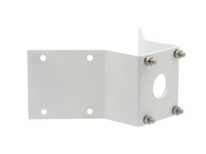 PTZカメラ（PF-CW1043S）の壁面の角に取付が可能です。壁面取付けブラケット（PF-EA053）と組み合わせて取付してください。 【基本仕様】 ボディ素材 アルミニウム 使用場所 屋内外 外形寸法 約337.8（幅）× 140.0（高）× 199.1（奥）mm 質量 約1,200g カラー ホワイト 同梱物 設置ガイド ×2、M10ボルト ×4、M10ナット ×4、M10スプリングワッシャ ×4、取扱説明書