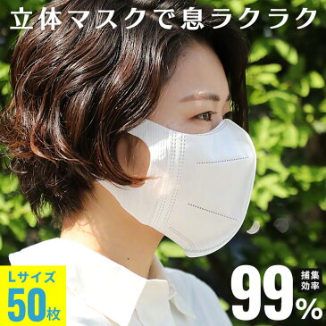 不織布 マスク 50枚 3D 立体構造 メイク メイク崩れしにくい 息がしやすい 使い捨て 白 大人 立体 伸縮性 使い捨てマスク 大人用 快適 大きいサイズ L やわらかい 耳 三層構造 耳が痛くならない 男女兼用 99%カット