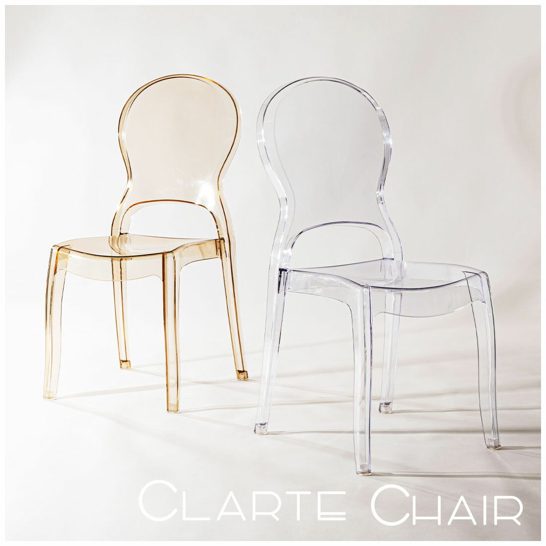 ダイニングチェア 食卓 ダイニング チェア クリアチェア デスクチェア ポリカーボネート 軽量 軽い 耐久性 クリア 透明 椅子 モダン カフェ ナチュラル 北欧 クラシック フェミニン インダストリアル 曲線 カーブ 肘なし アームレス スタイリッシュ QSM-240