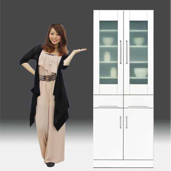 食器棚 白家具 鏡面 キッチン収納 日本製 一本立ち完成品 キッチンボード 幅70cm 高さ180cm m004-csl-db70 QOG-80 SOK 開梱設置配送 [3]