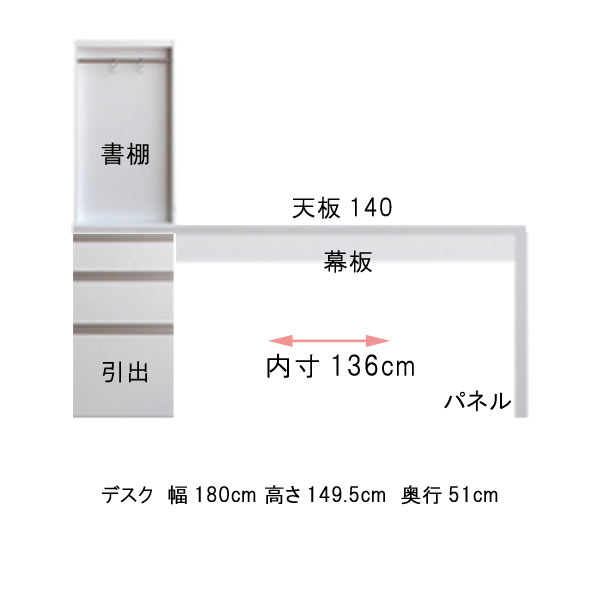 パソコンデスク 幅180 奥行51 高さ149....の商品画像