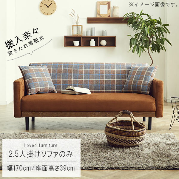 【予約販売】2.5人掛け ソファー のみ 幅170cm 背もたれ取り外し可能 ハンドクッション付き コンパクト ファブリック 2.5人掛け 二人掛け 北欧 カジュアル テイスト デザイン お洒落 オシャレ おしゃれ SOK 開梱設置送料無料 QOG-100 家具