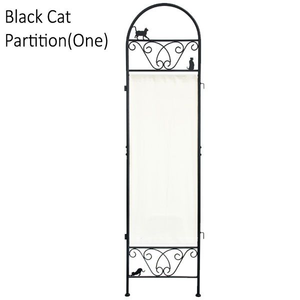 猫のパーテーション1連 のみ 【※追加用】 黒猫シリーズ 幅40cm 奥行2cm 高さ157cm ブラックキャット 目隠し 間仕切り リビング 丈夫 スチール製 便利 おしゃれ かわいい シンプル 【QSM-160】