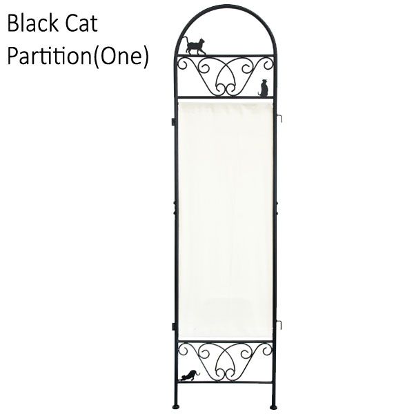 猫のパーテーション1連 のみ ※追加用 黒猫シリーズ 幅40cm 奥行2cm 高さ157cm ブラックキャット 隠し 間仕切り リビング 丈夫 スチール製 便利 おしゃれ かわいい シンプル QSM-160