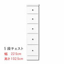スリムな チェスト 幅22.5cm 5段 チェスト スキマ収納 隙間収納 サニタリー家具 ランドリーチェスト すき間チェスト ランドリー家具 ランドルー収納 隙...