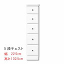 スリムな チェスト 幅22.5cm 5段 チェスト い スキマ収納 隙間収納 サニタリー家具 ランドリーチェスト すき間チェスト ランドリー家具 ランドルー収納 隙間チェスト サニタリー収納 すきま収納　PR2【QST-180】【2D】