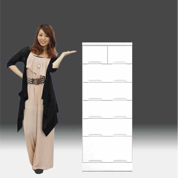 チェスト タンス ハイチェスト 幅50cm 白家具 6段 高さ129cm 白 ホワイト 日本製 一本立ち完成品 鏡面仕上げ m004-csl-hc50 整理タンス ドロアー QOG-80 SOK