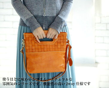 ショルダーバッグ ハンドバッグ 2WAY B5サイズ対応 本革 牛革 編みこみ メッシュ ブラウン(キャメル) 肩掛け ななめ掛け ショルダーバック カバン かばん 女性 レディース かわいい おしゃれ 人気 おすすめ 送料無料 PR10 母の日 【さらに特典付き】【QSM-100】