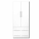 ワードローブ 洋服タンス 洋服タンス クローゼット ハンガーラック 幅80cm 高さ180cm 白家具 白 ホワイト 日本製 一本立ち完成品 鏡面仕上げ m004-csl-lk80 ロッカー タンス QOG-140 SOK K5