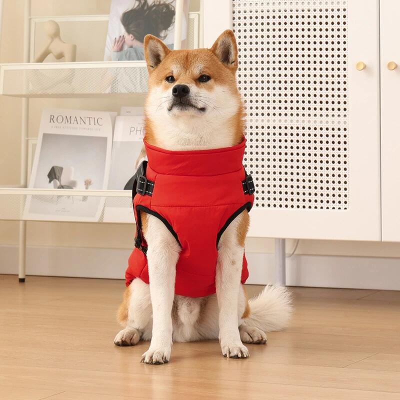 ペット服 ダウンベスト風ジャケット　犬服 一体型綿入れを牽引する 犬 ベスト 綿服コート 小型犬 中型犬 お散歩 軽量 着脱簡単 秋 冬 防寒 防水ジャケット 暖かい ペット服