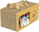 爪研ぎ キャットハウス 爪とぎ ベッド 両用 つめとぎ 箱式 猫用 木製 段ボール 組み立て式 耐荷重強い 高密度段ボール 省スペース 収納簡単 ストレス解消 ...