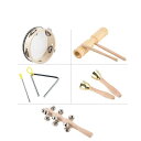 打楽器 木製 5点セット 幼児用 パーカッション 楽器セット 幼稚園 教育用 音楽玩具 男の子 女の子向け 楽器玩具 子供用 楽器おもちゃ 天然 エコ ミュージ...