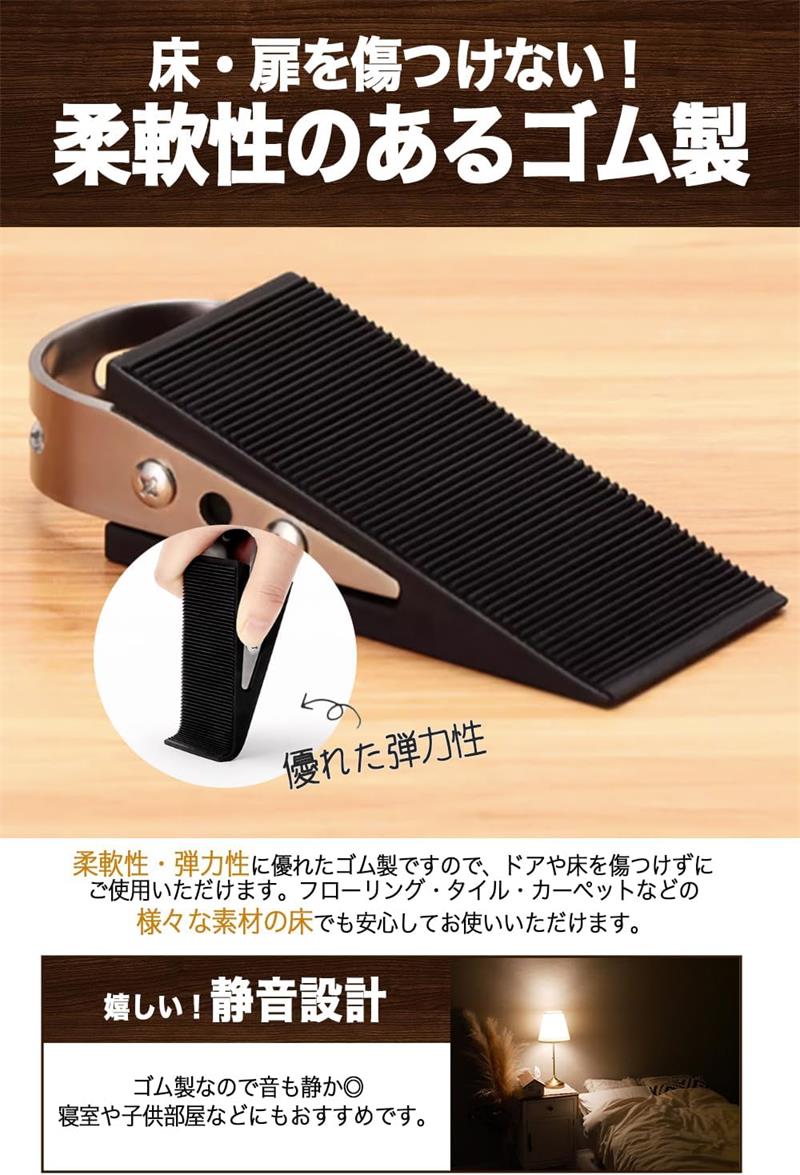 ドアストッパー ラバー製 玄関ドアストッパー 防火扉 室内 オフィス 入り口 扉開放用 扉ストッパー 滑り止め ゴム底 強力固定