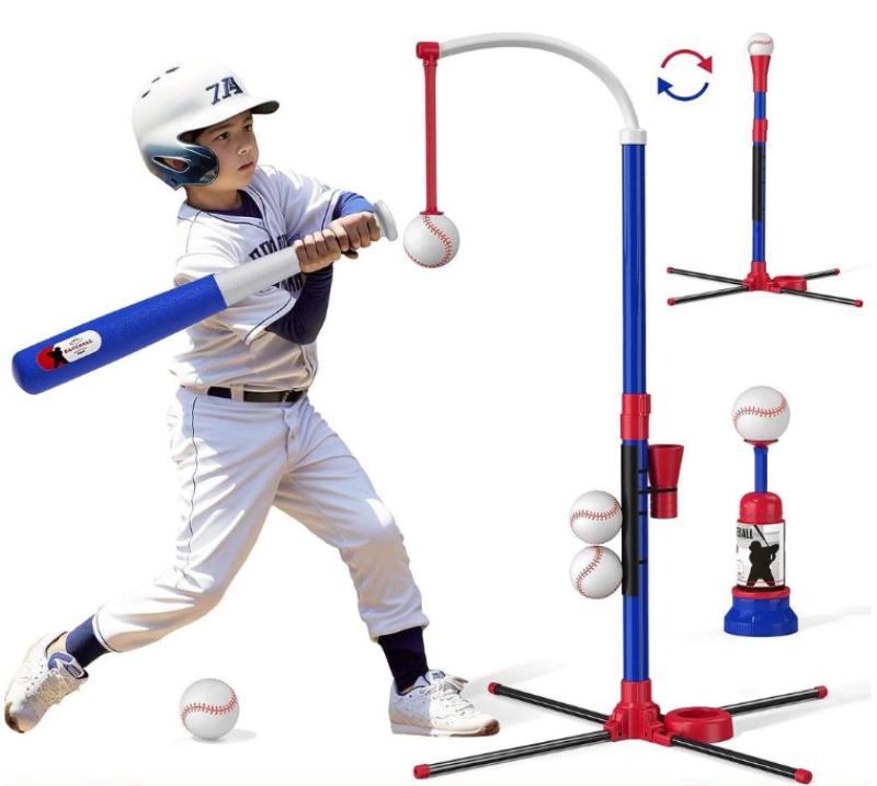 野球 キッズ バッティングセット 練習スタンド ボール置きティー 高さ調整可 わらかボール6個付属 ティーの高さ調整可能
