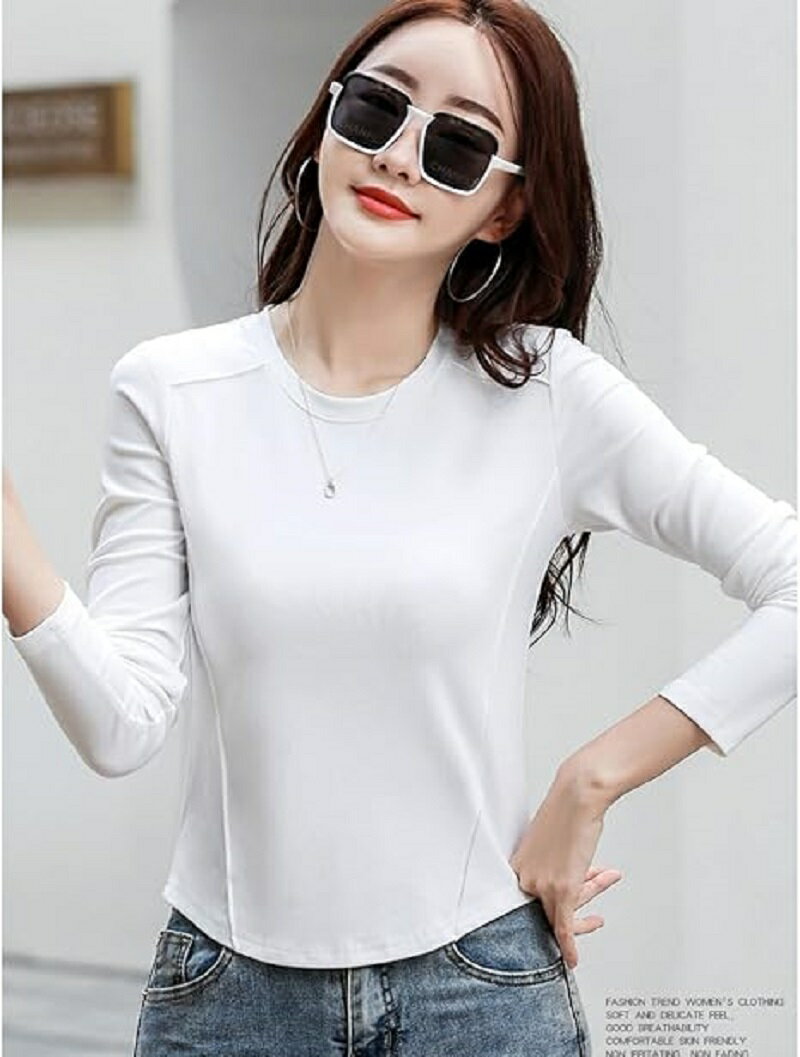 レディース Tシャツ 長袖 春 無地 カジュアル ファッション 大きいサイズ