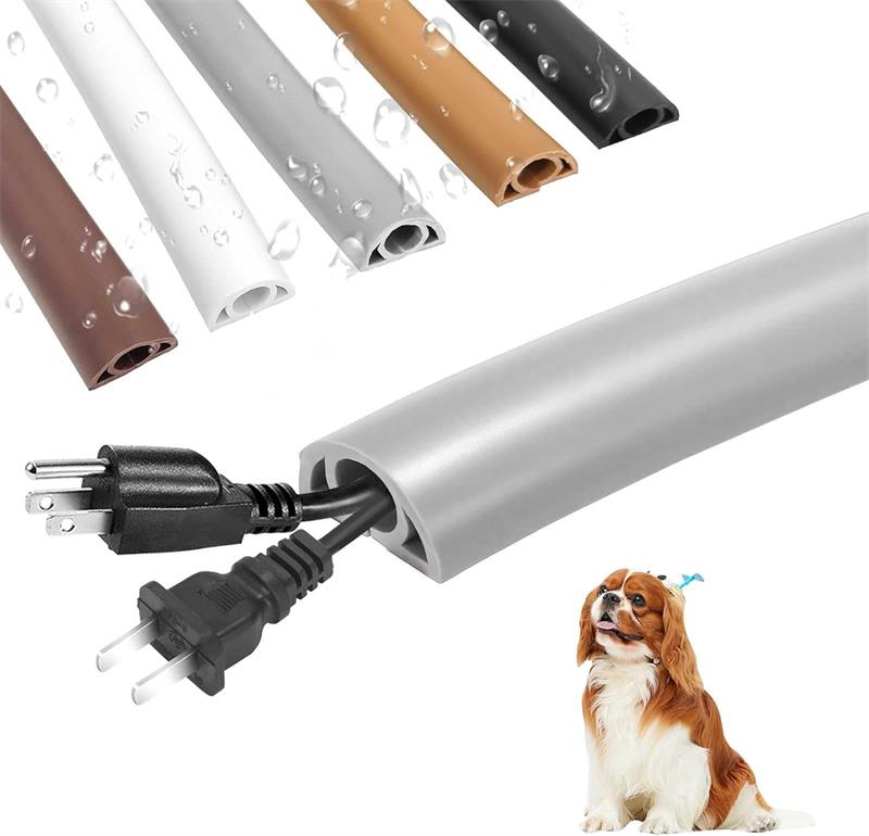 配線カバー 電線管 ケーブルプロテクター 配線隠し ケーブルカバー PVC 柔らかい 難燃素材 燃えるのを防ぐ 通気性 絶縁 自己接着 両面テープ 床 粘着式 溝の幅を広げる より多くの電線を収容する など配線整理用 屋外環境に最適