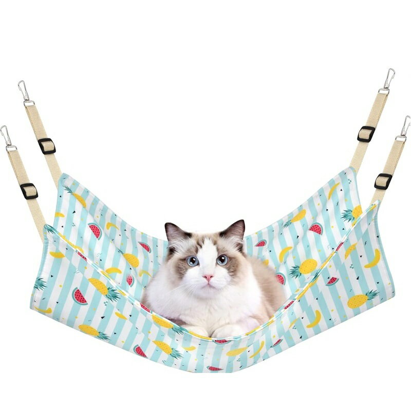 猫 ハンモック 夏ハンモック ケージ用 ヒモ調整可能 ペット 涼感ベッド 清涼感ハンモック 強度アップ ..