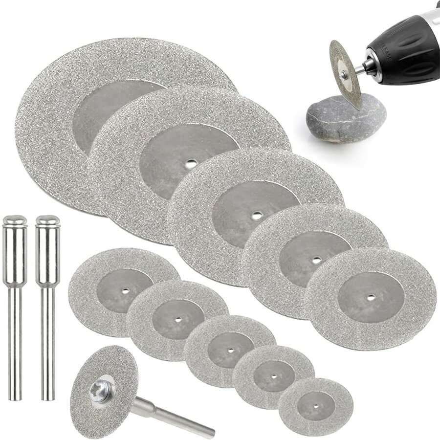 丸穴ミニダイヤモンドカッター 12個セット ダイヤモンドカッティングディスク 16-60mm研磨カッター 回..