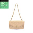 【最大10万円OFFクーポン配布中】シャネル CHANEL シェブロン Vステッチ ショルダーバッグ バッグ レザー グレインドカーフスキン レディース ベージ...