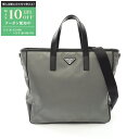【最大10万円OFFクーポン配布中】プラダ PRADA TESSUTO+SAFFIANO トートバッグ バッグ ナイロン サフィアーノレザー メンズ グレー系 / ブラック系 2VG064 【中古】(4)