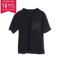 【15%OFFクーポン対象】プラダ PRADA Re-Nylon xジャージー カットソー 衣料品 トップス コットン ナイロン メンズ ブラック系 UJN66...