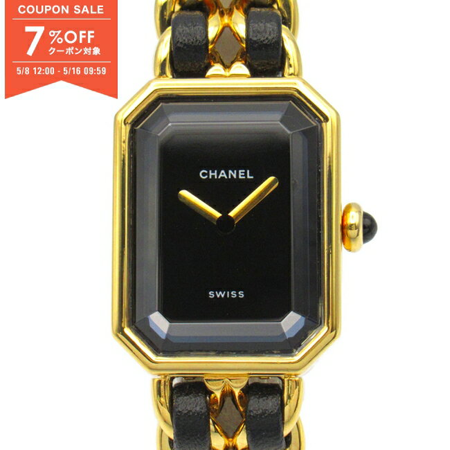 【7%OFFクーポン対象】シャネル CHANEL プルミエールS 腕時計 時計 GP(ゴールドメッキ) レザー レディース ブラック系 H0001 【中古】