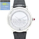 カルティエ CARTIER マス ミステリューズ 腕時計 時計 Pt950プラチナ 革 メンズ グレー系 スケルトン WHRO0078 【中古】【0508-10...