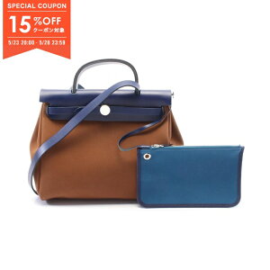 【15%OFFクーポン対象】エルメス HERMES エールバッグジップPM ハンドバッグ バッグ レザー キャンバス トワルオフィシエ トワルオフィシエ レディース ブラウン系 / ブルー系 / ブルーウトラメール 【中古】【0523-15cp】