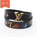 【15%OFFクーポン対象】ルイ・ヴィトン LOUIS VUITTON サンチュール LVニューウェーブ ベルト 衣料品 レザー レディース ブラック系 / マ...