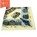 【15%OFFクーポン対象】エルメス HERMES カレ スカーフ スカーフ 衣料品 シルク メンズ レディース アイボリー系 【中古】【0523-15cp】