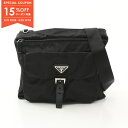 【15%OFFクーポン対象】プラダ PRADA ショルダーバッグ バッグ ナイロン レザー レディース ブラック系 【中古】【0523-15cp】