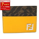 【7%OFFクーポン対象】フェンディ FENDI カードケース カードケース アクセサリー レザー キャンバス メンズ ブラウン系 / イエロー系 / ブラウン...