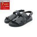 【7%OFFクーポン対象】エルメス HERMES GENIUS ジニアス サンダル 靴 レザー メンズ ブラック系 FR231695ZH 【中古】
