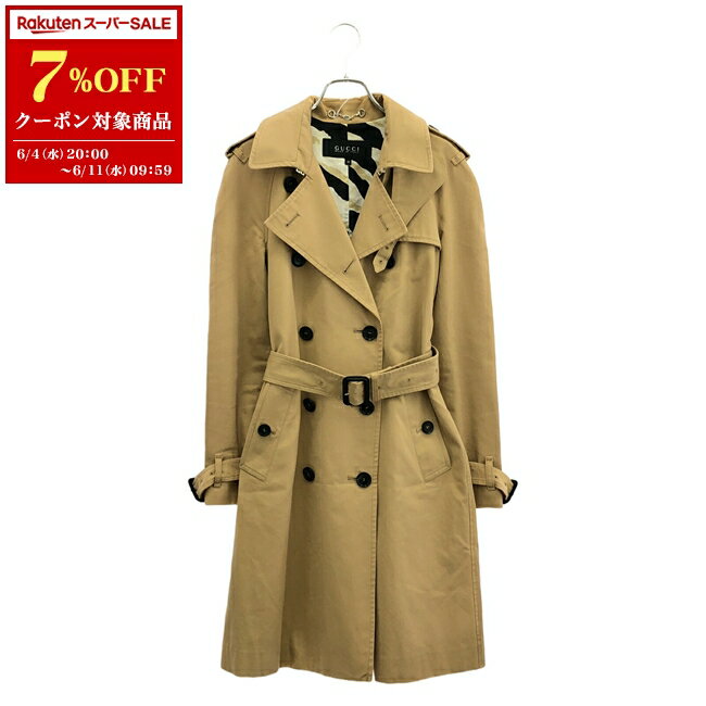 【7%OFFクーポン対象】グッチ GUCCI トレンチコート ベージュ 354409 トレンチコート 衣料品 アウター コットン レディース ベージュ系 【中古】