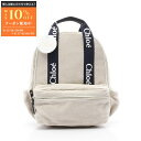 クロエ Chloe リュックサック バックパック バッグ キャンバス レザー レディース ベージュ系 / ネイビー系 C20423 Z40 【新品】(4)