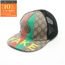 グッチ GUCCI FAKE NOT GGスプリーム キャップ 帽子 PVCコーティングキャンバス ナイロン レディース ベージュ系 / ブラック系 / マルチ...