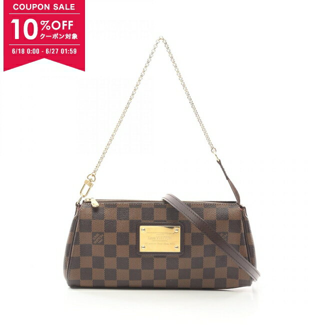 【10%OFFクーポン対象】ルイ・ヴィトン LOUIS VUITTON エヴァ ダミエエベヌ ハンドバッグ バッグ PVCコーティングキャンバス レザー レディース ブラウン系 N55213 【中古】【0618-10cp】
