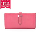【15%OFFクーポン対象】エルメス HERMES エルメス財布 ベアンデュプリ ローズショッキング 三つ折り長財布 財布 シェーブル シェーブル レディース ...