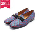 【20%OFFクーポン対象】グッチ GUCCI キャットヘッド GG柄 ローファー 靴 化学繊維 メンズ ブルー系 / レッド系 496255 【中古】【061...