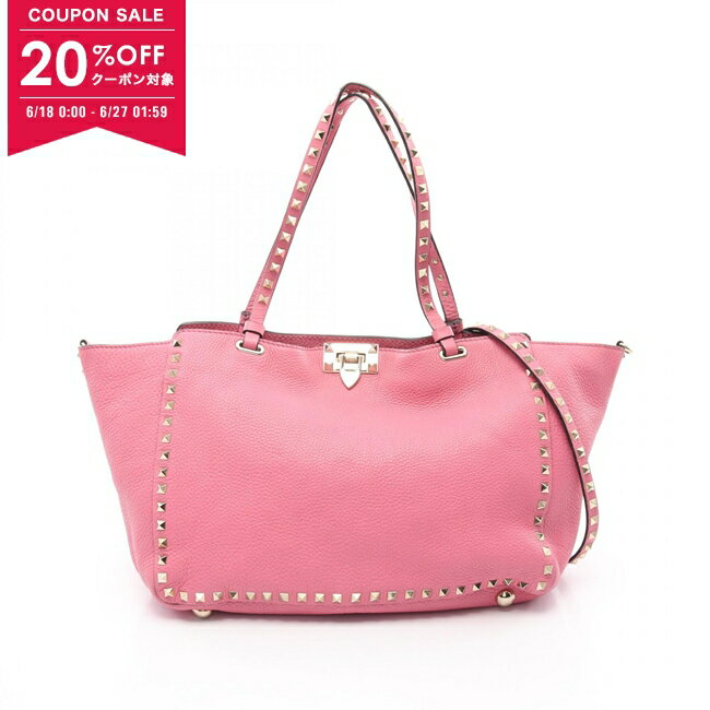 楽天Mike Museum【20％OFFクーポン対象】ヴァレンチノ Valentino ロックスタッズ トートバッグ バッグ レザー レディース ピンク系 【中古】【0618-20cp】