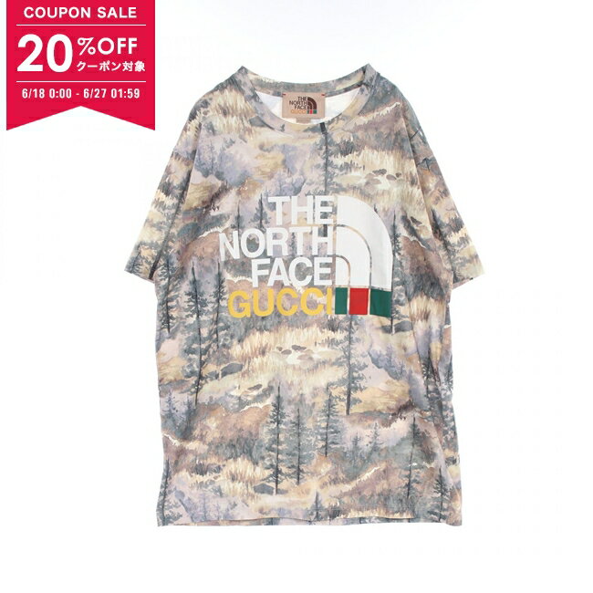 楽天Mike Museum【20％OFFクーポン対象】グッチ GUCCI GUCCI × THE NORTH FACE ロゴ フォレスト カットソー 衣料品 トップス コットン メンズ ベージュ系 / グレー系 / マルチカラー 672475 【中古】【0618-20cp】