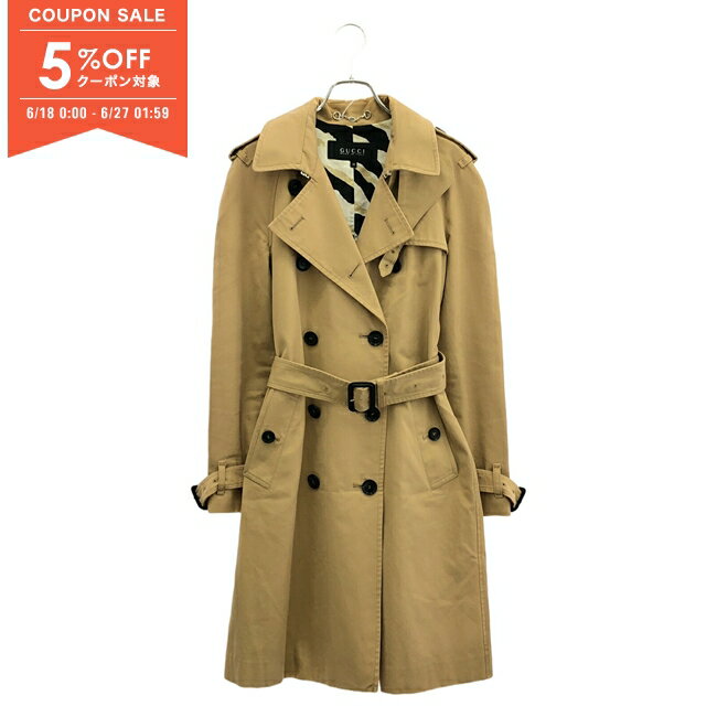 【5%OFFクーポン対象】グッチ GUCCI トレンチコート ベージュ 354409 トレンチコート 衣料品 アウター コットン レディース ベージュ系 【中古】